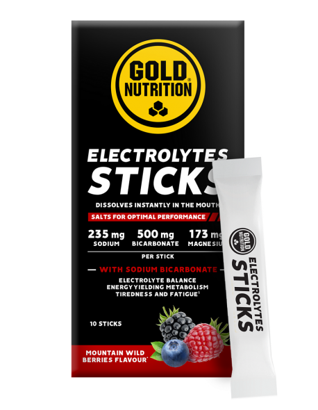 Gold Nutrition elektrolitai Electrolytes Sticks 10pcs wild berry
