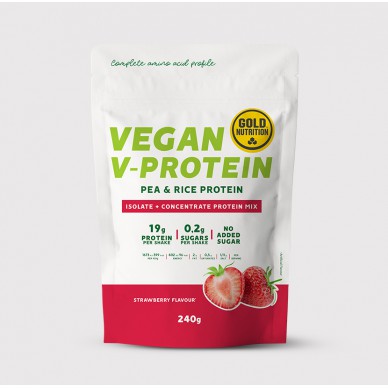 Gold Nutrition atstatomasis gėrimas Vegan V-Protein 720g strawberry